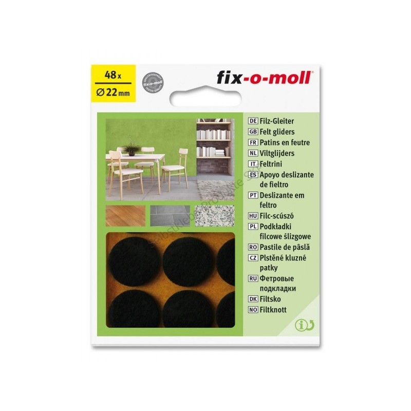 Fix-o-moll viltgl rond 22mm bruin