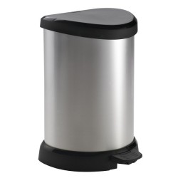 Curver Decobin poubelle à pédale ronde 15 litres argent/noir 31x28xH45