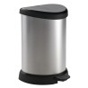 Curver Decobin rond pedaalemmer 15liter zilver/zwart 31x28xH45