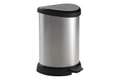 Curver Decobin rond pedaalemmer 15liter zilver/zwart 31x28xH45