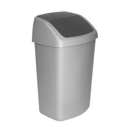 Curver Poubelle Swing 25 litres argent/anthracite 51x34x28cm (hxlxl)