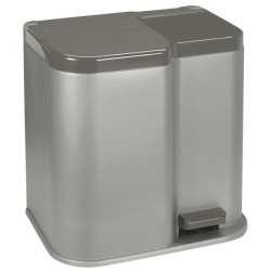 Poubelle à pédale Curver duo argent/anthracite 15+6ltr