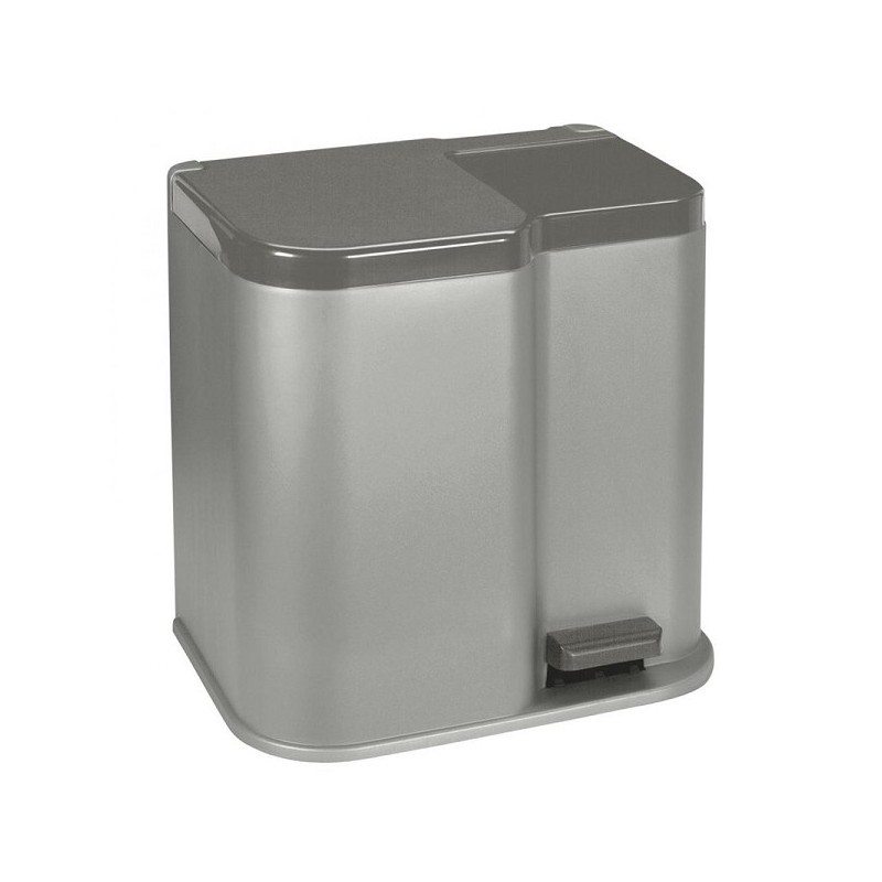 Poubelle à pédale Curver duo argent/anthracite 15+6ltr