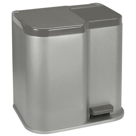 Poubelle à pédale Curver duo argent/anthracite 15+6ltr