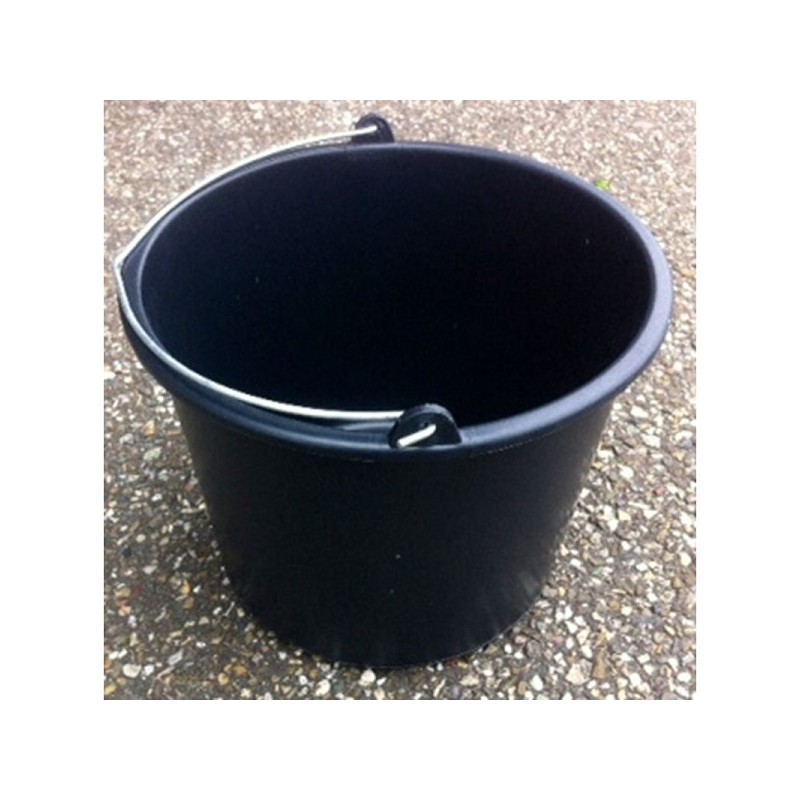 Seau noir 12 litres avec poignée en acier (Seau de chantier)