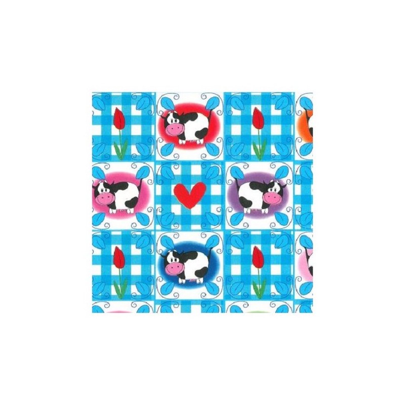 Rouleau de comptoir 50cm vache tulipe bleu clair à carreaux 250m