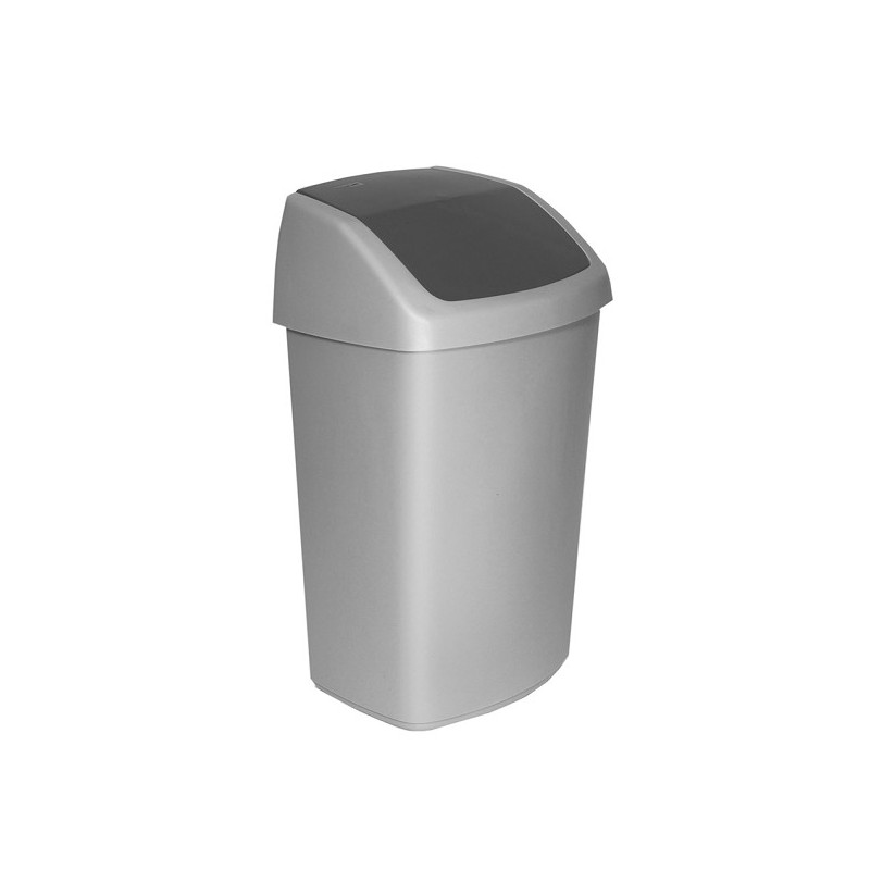 Curver Poubelle Swing 10 litres argent/anthracite 24,6x19,8x37x3cm