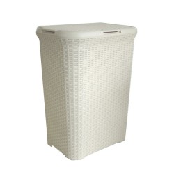 Boîte à linge Curver Style avec couvercle style rotin 60 litres ivoire 45x34x62 cm