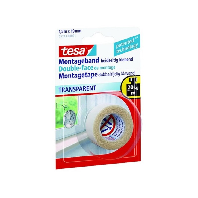 Ruban de montage Tesa transparent 1,5 m