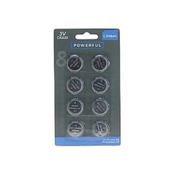 Knoopcel batterij Lithium CR2032 3V pak a 8stuks