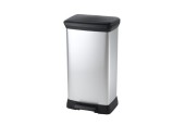 Curver Decobin poubelle à pédale rectangulaire 50 litres argent/noir