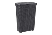 Curver Style wasbox met deksel rotanstyle 40 liter antraciet 45x26x62cm