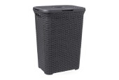 Boîte à linge Curver Style avec couvercle style rotin 60 litres anthracite 45x34x62 cm