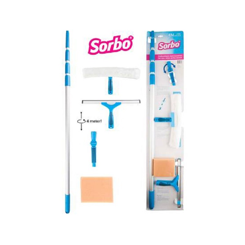 Sorbo Professional kit de nettoyage de vitres avec manche télescopique