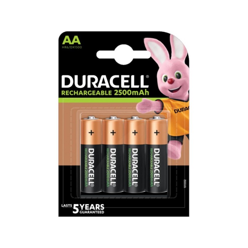 Piles RECHARGEABLES Duracell 4x AA DX1500/HR6 2500 mAH 1,2 Volt préchargées