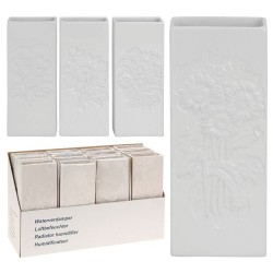 Bac d'évaporation pour radiateur faïence blanche 20x8x3cm avec relief fleur