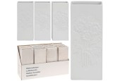 Verdampingsbakje voor radiator wit aardewerk 20x8x3cm met bloemrelief