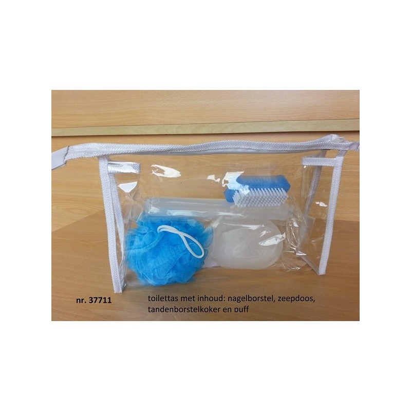 Toilettas transparant met inhoud 37711