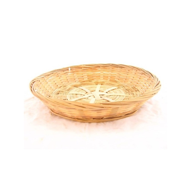 Schaal bamboe gevlochten rond laag 25x4cm