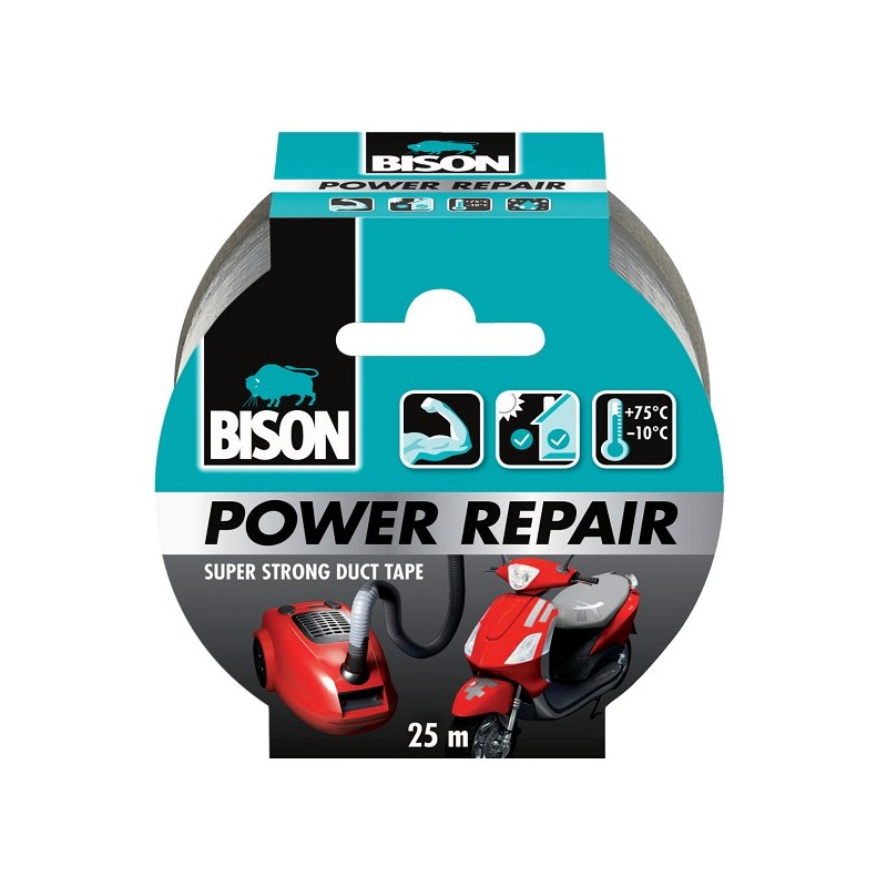 Bison Power ruban de réparation gris 25m x 4,8cm
