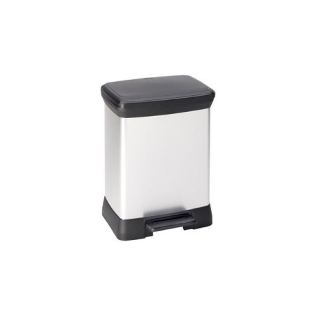 Poubelle à pédale rectangulaire Curver Decobin 30 litres Argent/noir 59x39x29cm
