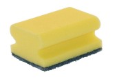 Éponge à récurer avec manche jaune / vert environ 95x70x30 mm lot de 2