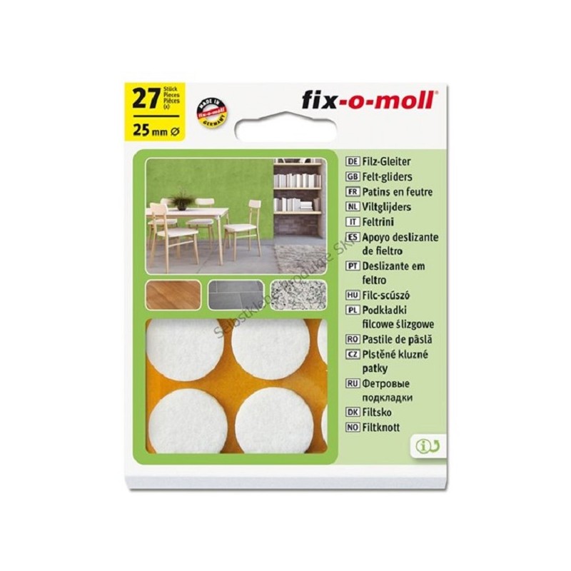 Fix-o-moll vilt wit 25mm 27 stuks