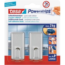 Tesa plakhaakjes met powerstrips L chroom