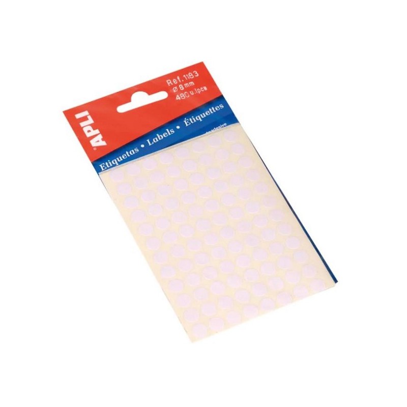 Apli stcicker dots rond 8mm blanc 480 autocollants par paquet