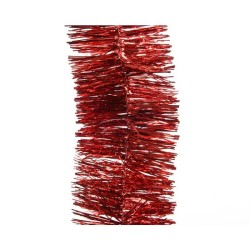 Decoris guirlande de sapin de Noël brillant 7,5 cm x 270 cm rouge de