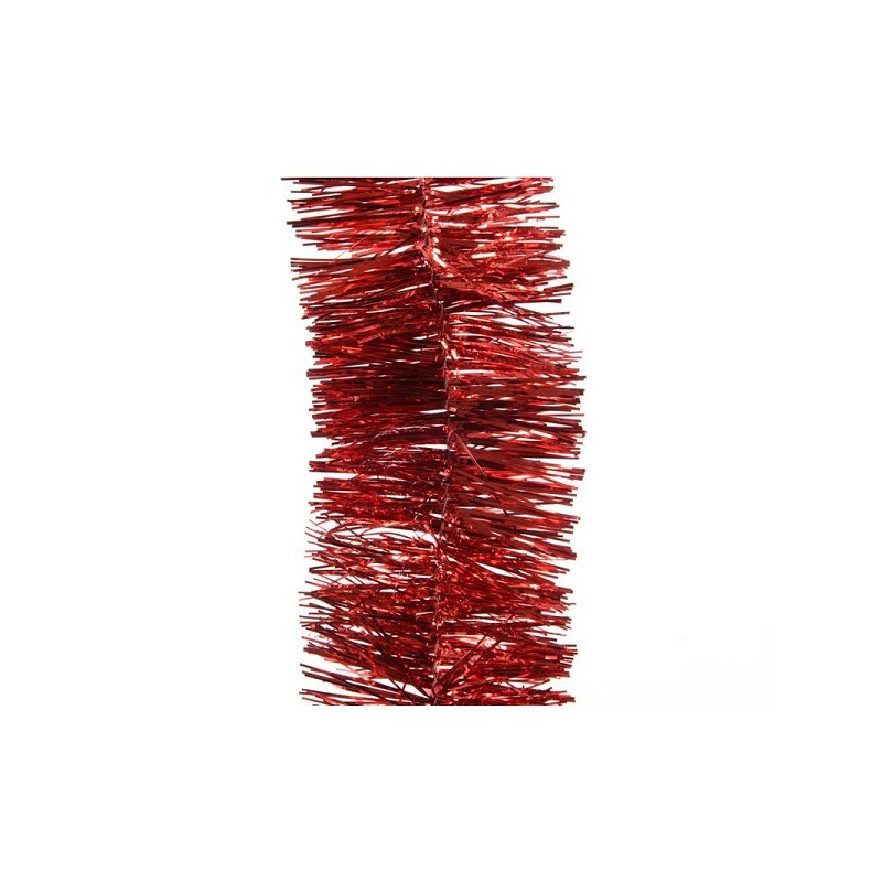 Decoris kerstboom guirlande tinsel glans 7.5cm x 270cm kerstrood