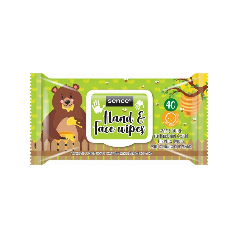 Sence Kids Lingettes pour les mains et le visage 40pcs Fraise