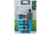 tuinsproeierset 4 delig bestaande uit 1 sproeikop 1 kraanaansluiting met schroefdraad en 2 snelkoppelingen waarvan 1 met waterst