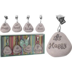 Poids pour nappe en forme de pierre avec texte, lot de 4 pièces