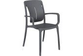 Chaise empilable Grosfillex Playwood anthracite avec accoudoirs