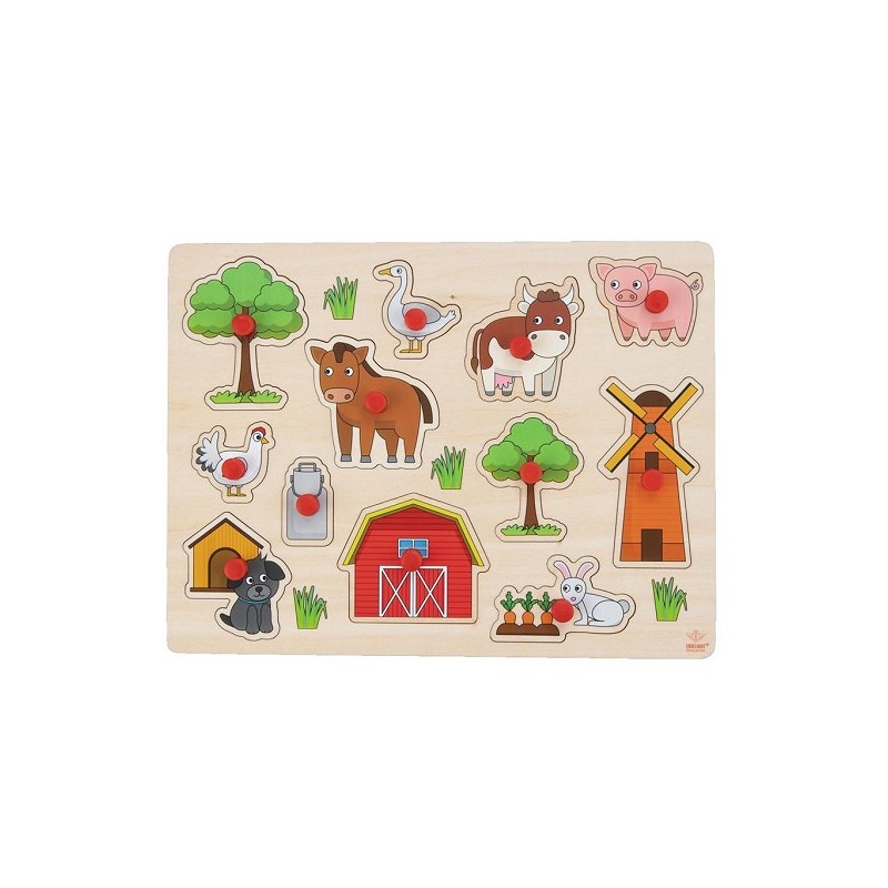 Houten knopjespuzzel Boerderij 30x23cm