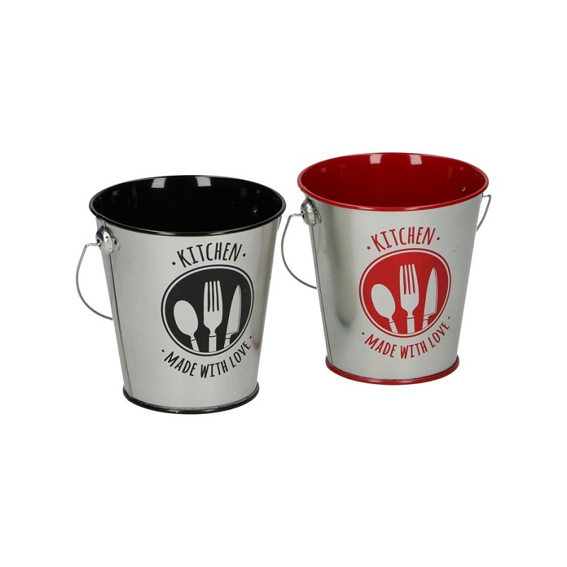 Mini emmer 10x7x11cm zwart of rood