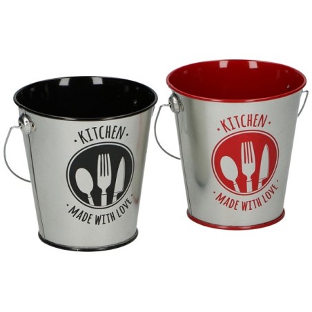 Mini emmer 10x7x11cm zwart of rood