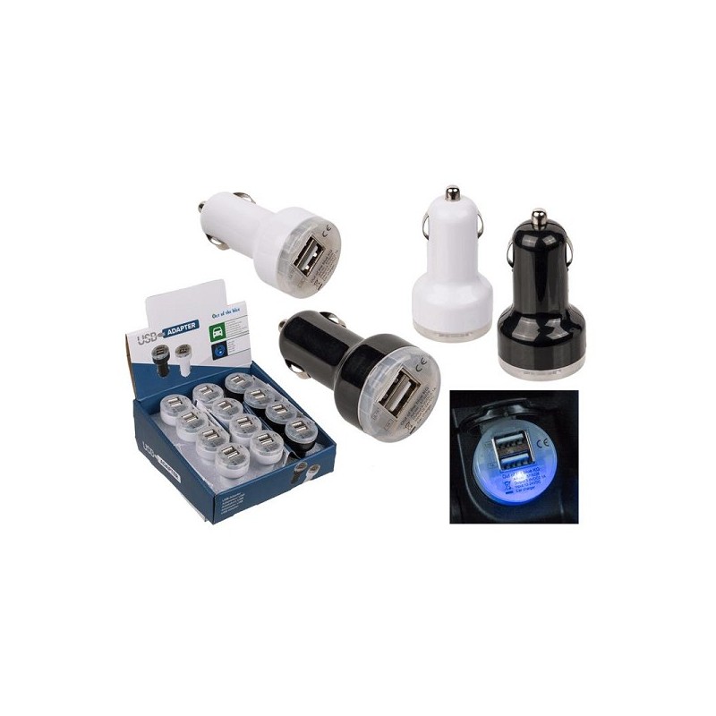 Lichtgevende usb adapter voor in de auto
Verkrijgbaar in 2 verschillende kleuren