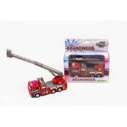Camion échelle de pompiers moulé sous pression avec lumière et son 16x8x4cm