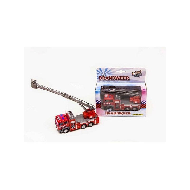 Camion échelle de pompiers moulé sous pression avec lumière et son 16x8x4cm