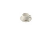 Tasse 6x8cm et soucoupe 14cm faïence blanche 150ml par plateau de 6 pièces