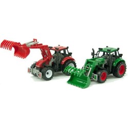Tracteur à friction avec chargeur frontal 24cm. Rouge ou vert. Dans la boîte de fenêtre