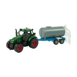 Tractor frictie met aanhanger met injecteur 40cm. Rood of groen. In vensterdoos