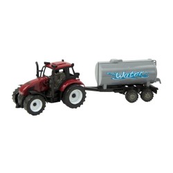 Tractor Frictie Met Watertank Aanhanger 37cm. Rood Of Groen. In Vensterdoos