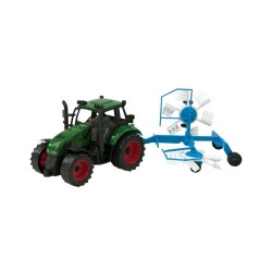 Tracteur à friction avec retourneur 37cm. Rouge ou vert. Dans la boîte de fenêtre