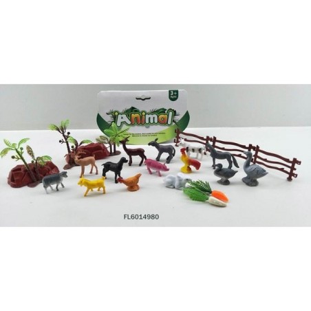 Animaux de la ferme en sachet avec accessoires 24 pièces Plastique