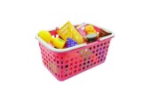 Boodschappenmandje met 30 boodschappen. assorti kleuren.