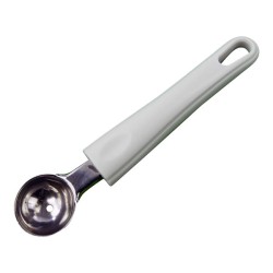 Cuillère boule à melon ou beurre en inox avec manche en plastique blanc Kasun
