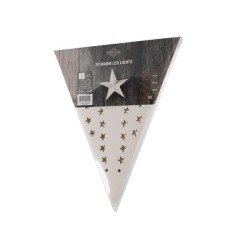 Étoile de Noël en papier blanc 60 cm avec 20 LED blanc chaud et minuterie fonctionne avec 3 piles AA (non incluses)